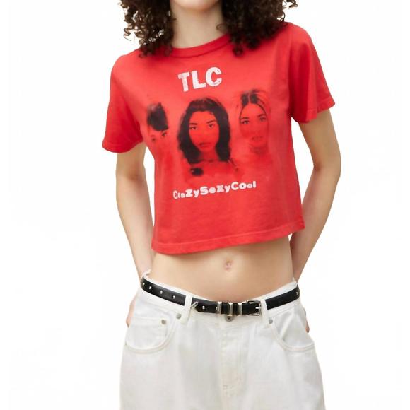 NEW DAYDREAMER crazy sexy cool boxy crop tee top in vintage red - Picture 1 of 4